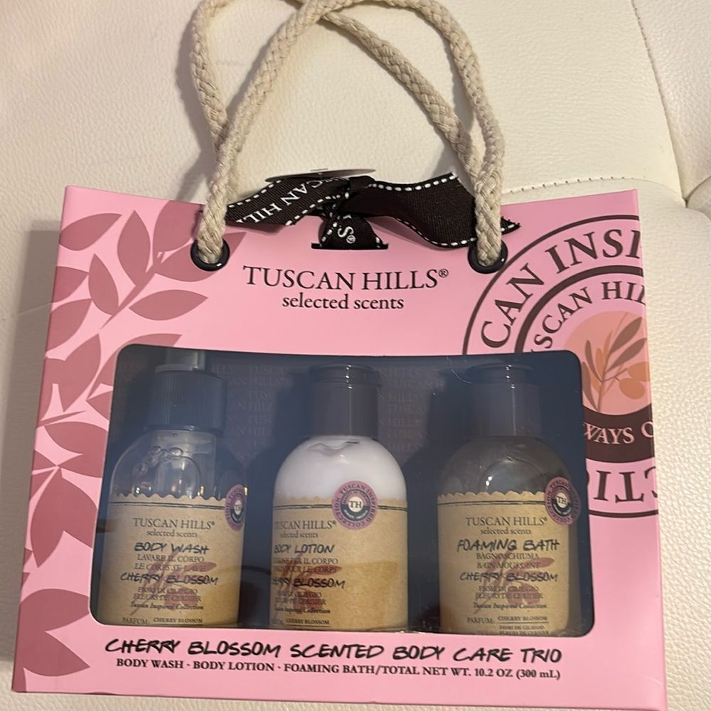 Tuscan Hills Cherry Blossom Scented Body Trio: body wash, lotion & foaming bath